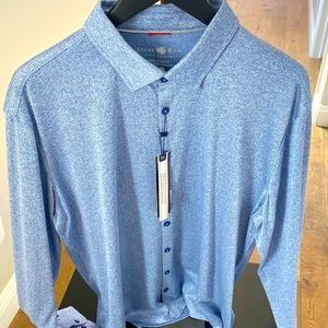 Long sleeved polyester light blue shirt by Stone Rose.